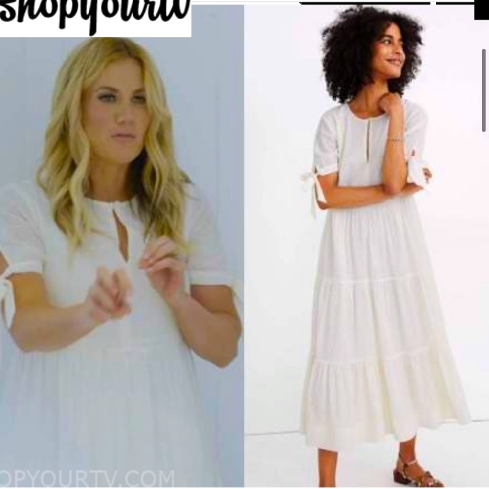 Madewell tie sleeve tiered dress